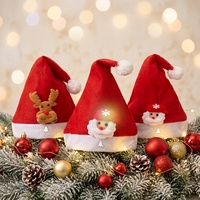 Gorros Navideños LED con Luces, Gorros de Santa Claus, Gorros de Muñeco de Nieve y Alces de Dibujos Animados para Adultos y Niños, Decoraciones Navideñas