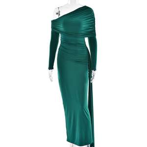 Vestido de Noche para Mujer con Escote Asimétrico, Silueta Ajustada y Sexy, Detalles Plisados, Lazos Largos para un Look Moderno - Product Image 2