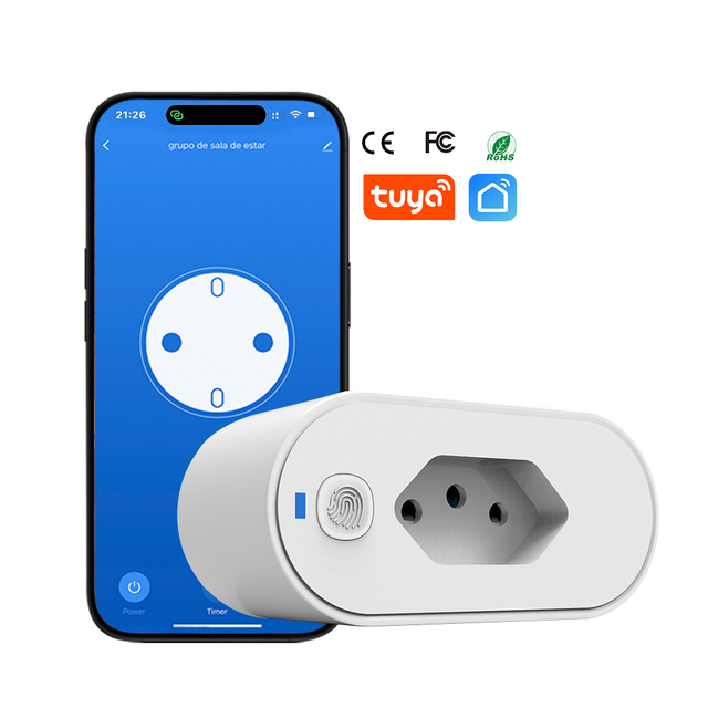 SmartLife App Control Smart Socket Plug Google Home & Alexa Compatible Tuya 16A Adapter with Timer Plastic WiFi Brazil