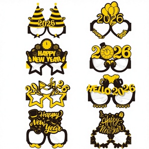 8 Paires/Paquet SP616 Lunettes de Fête Joyeux Nouvel An, Lunettes en Carton Amusantes, Accessoire Photo, Décorations de Soirée du Réveillon du Nouvel An - Product Image 4