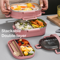Boîte à lunch bento personnalisable en acier inoxydable pour adulte avec sac isotherme sans Bpa