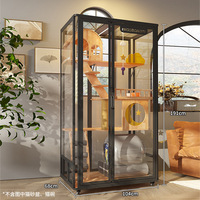 Fabricant de villas pour chats, maison pour chat en verre panoramique sur mesure, enclos pour animaux de compagnie, cage intérieure de petite taille.
