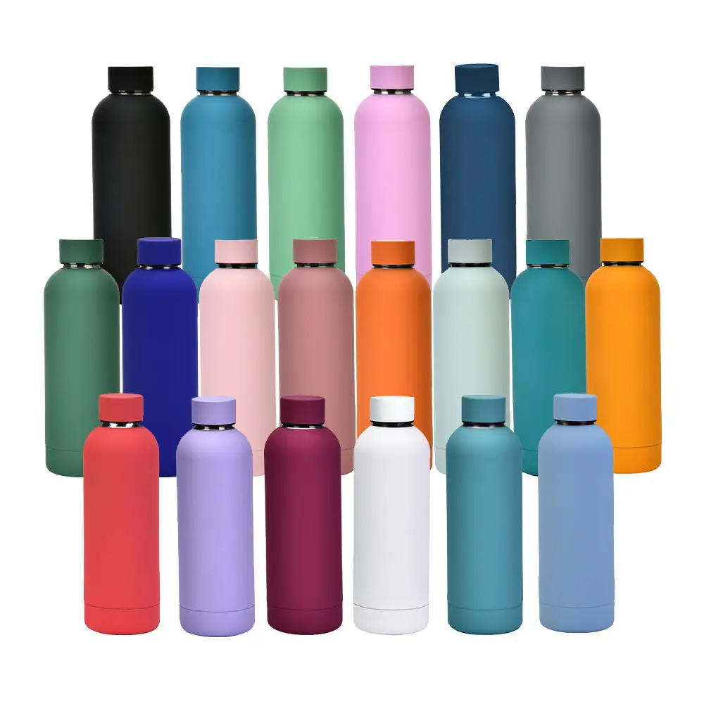 Wholesale custom logo soft touch 350ml 500ml 750ml 1000ml stainless steel double wall insulated water bottles