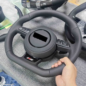 Volant en cuir entièrement perforé à fond plat pour Audi A3 A4 A5 A6 A7 Q3 Q5 Q7 - Product Image 2