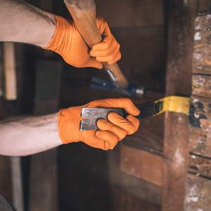 オレンジ色8ミルダイヤモンドテクスチャニトリルメカニックグローブ車の詳細と車体ショップオイルプルーフのために使い捨てソフト - Product Image 5