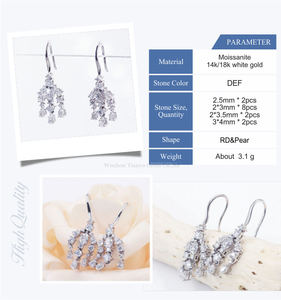 ต่างหูเพชรทรงหยดน้ำประดับพู่ห้อยทองคำ 14K แบบสั่งทำพิเศษจาก TIANYU GEMS สำหรับผู้หญิง ตัดทรงกลมแบบบริลเลียนท์ ตัวเรือนแบบหนามเตย เครื่องประดับงานแต่งงานสุดคลาสสิก - Product Image 3