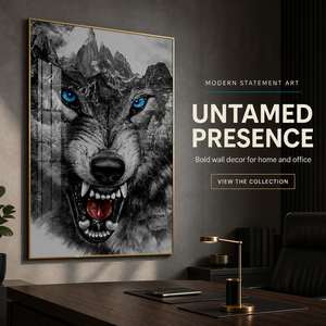 Décoration d'intérieur haut de gamme, art animalier, peinture sur porcelaine cristalline, <span class=keywords><strong>loup</strong></span>, décorations de bureau de luxe, art mural encadré, Etenwolf, <span class=keywords><strong>loup</strong></span> <span class=keywords><strong>blanc</strong></span> de 12 pouces - Product Image 2