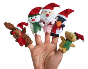 Serie <span class=keywords><strong>di</strong></span> natale peluche babbo natale <span class=keywords><strong>pupazzo</strong></span> <span class=keywords><strong>di</strong></span> <span class=keywords><strong>neve</strong></span> cervo piccolo animale burattino da dito 5 In 1 Set bambola giocattolo - Product Image 3