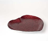 Hot Selling Glazen Oplader Hartplaat Goedkope Groothandel Fruit Plaat Met Rood Voor Bruiloft Decoratie