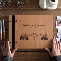 Album photo personnalisé mariage livre d'or en bois