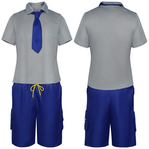 Ensemble de costumes de cosplay Crimson Orange Academy, chemise blanche, cravate orange, short rayé, tenue de jeu de rôle anime - Product Image 2