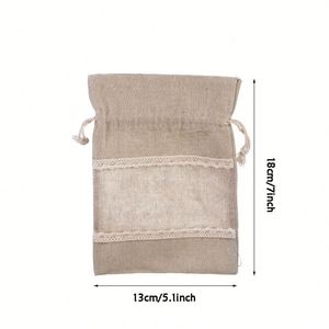 Pochette romantique en coton et lin 13x18cm avec fenêtre en organza pour bonbons, biscuits, bijoux – Idéale pour les cadeaux de festival - Product Image 2