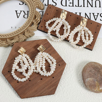 Boucles d'oreilles en perles blanches naturelles de style français, faites à la main pour femmes, confectionnées de manière complexe, multicouches, 4-5 mm, en argent 925