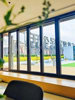 Ventanas Plegables Modernas de Aluminio con Doble Acristalamiento, Persiana Enrollable Horizontal, Malla de Acero Inoxidable, Insonorizadas