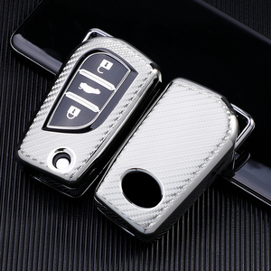 Custodia in fibra di carbonio morbida TPU custodia per chiave per <span class=keywords><strong>Toyota</strong></span> COROLLA camry LEVIN REIZ highlander <span class=keywords><strong>RAV4</strong></span> pieghevole portachiavi portachiavi borsa - Product Image 6