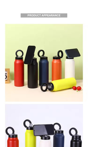 Bouteille d'eau isotherme moderne et pratique de 24 oz en acier inoxydable avec couvercle magnétique et support pour téléphone - Product Image 2