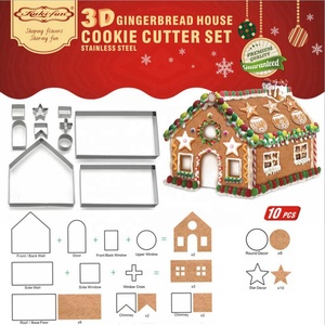 Moules à biscuits 10 pièces 3D en acier inoxydable emporte-pièces pour noël <span class=keywords><strong>pain</strong></span> <span class=keywords><strong>d</strong></span>'épice maison bricolage kits de cuisson - Product Image 3
