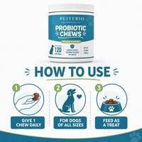 Vente en gros de friandises molles probiotiques pour chiens, prébiotiques, soutien digestif, santé intestinale, complément alimentaire pour chiots, chiens adultes et chiens âgés, naturel, OEM
