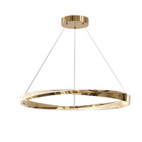 Lustre LED en aluminium de luxe, design en forme d'anneau, luminaire suspendu moderne et simple, salon, restaurant, chambre à coucher, décoration d'intérieur