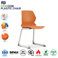 Chaise d'école empilable en plastique PP avec cadre métallique, assise interverrouillable pour auditorium et salle
