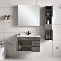 Meuble-lavabo mural moderne avec miroir LED et vasque en céramique – Conception durable et résistante à l'eau