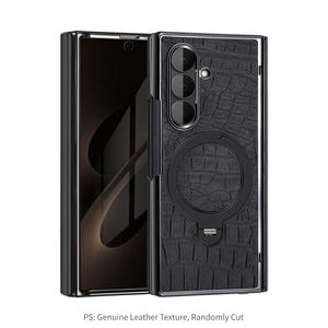 เคสโทรศัพท์แบบพับได้ หนังแท้ พร้อมที่ยึดแม่เหล็ก สำหรับ Samsung Fold 6 7 8 Flip 6 7 8 - Product Image 5