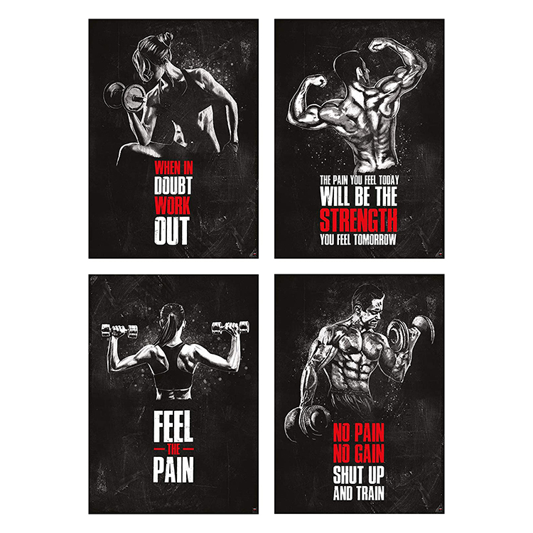 Conjunto de póster motivacional de gran arte, póster de entrenamiento de 23,4x16,5 pulgadas, inspiración para gimnasio, citas de Fitness, pinturas y artes de pared