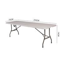 Tables pliantes en plastique de 8 pieds, table de pique-nique en plastique pliable pour jardin, table de restauration pliable en plastique portable pour l'extérieur