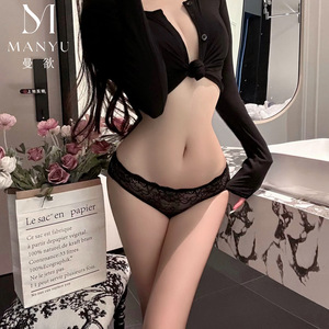 Culotte string sexy Man Yu avec clochettes, style japonais, dentelle sexy, pure et séduisante, motif papillon ajouré, string sans décollement - Product Image 2