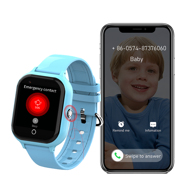 Children's Smart Watch 4G GPS Touch Screen Fitness Tracker Alarm Clock IP67 Waterproof RTOS 1.4inch IPS Rubber Plastic Magnetic