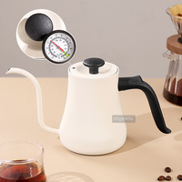 Bouilloire à café HIGHWIN en acier inoxydable de 600 ml avec poignée en plastique - Réutilisable et durable pour la préparation du café