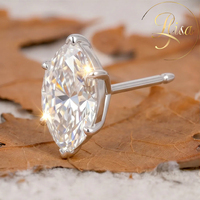 Boucles d'oreilles clous en diamant de laboratoire personnalisées, taille marquise, certifiées IGI, qualité VVS, plaqué or, style classique, bijoux unisexes Elisa