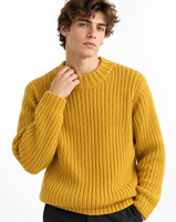 Pull en maille côtelée épaisse personnalisé pour homme, col rond, manches longues, coupe décontractée, hiver, décontracté, OEM ODM, marque privée