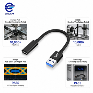 Câble d'extension USB 3.1 Gen 2 10 Gbps USB-A vers USB-C 3A tressé pour ordinateur portable, fabrication LUNG KAY, OEM/ODM sur mesure en usine - Product Image 3