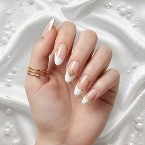 <span class=keywords><strong>Faux</strong></span> <span class=keywords><strong>ongles</strong></span> de luxe à presser, faits main, réutilisables, en acrylique, forme amande, avec French manucure rose nude et blanc, pour marque privée et logo personnalisé, vente en gros - Product Image 2