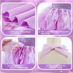 Tutú de tul con lentejuelas brillantes para niñas pequeñas, vestido de princesa para fiesta de cumpleaños, baile de graduación, actuación, estilo zapatilla y vestido de gala - Product Image 4