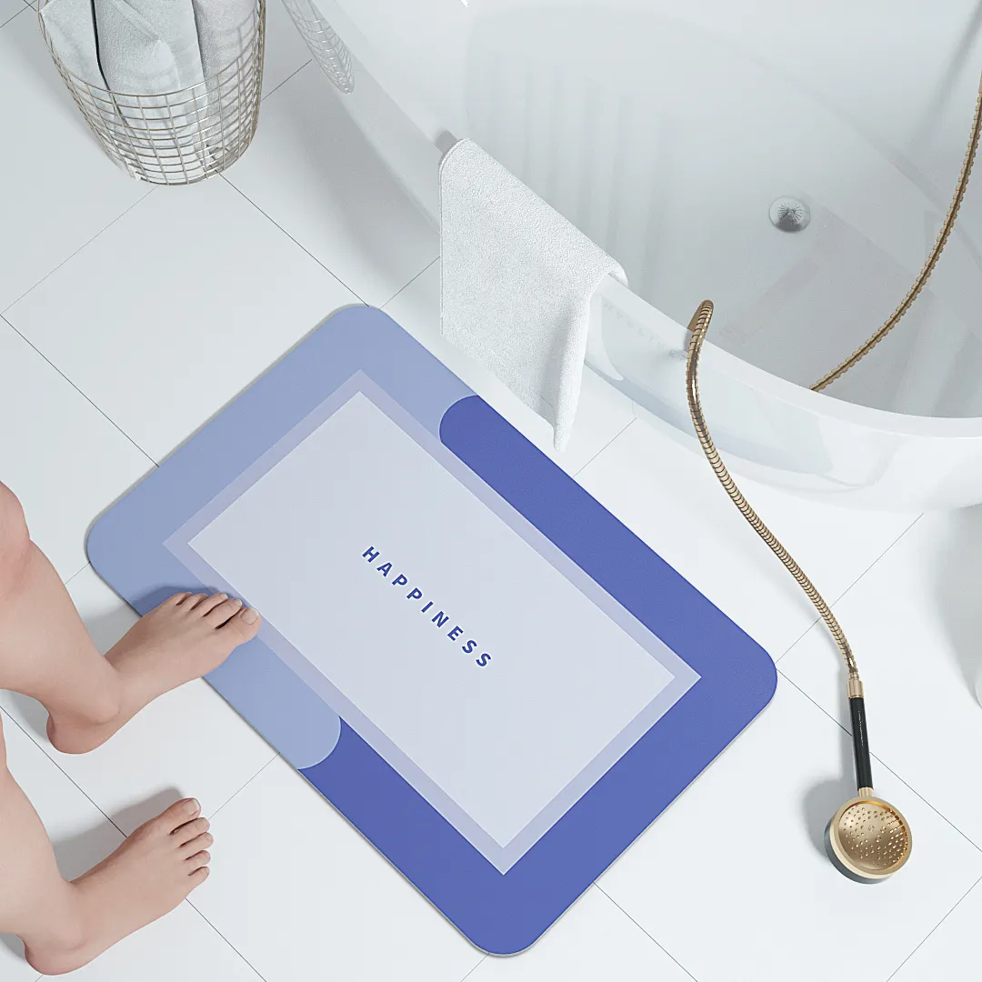 Softaqualität für Hotels lila Diatomee-Erde-Badezimmermatte Marmor-Set 2 schnell trocknender rutschfester dicker Badteppich