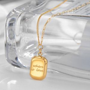 Collar Personalizado con Logotipo, Resistente al Deslustre, Impermeable, de Acero Inoxidable, Chapado en Oro de 18k, Collar con Diseño de Pepita para Mujer - Product Image 3