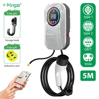 E-mingze Produit en stock Type 1 Chargeur AC Ev à balayage de carte, Câble de charge Ev mural à courant réglable 40A/9KW