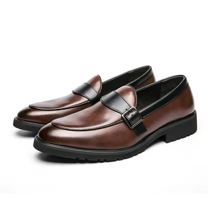 Chaussures habillées pour hommes en cuir véritable de haute qualité, couleur sang de boeuf, style brogues à bout aile, antidérapantes, imperméables, chaussures de mariage - Product Image 6