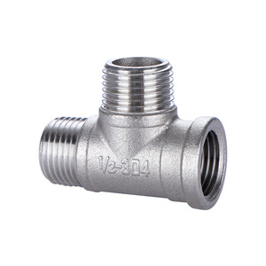 Raccord en T en acier inoxydable 1/2 pouce, grade 304, connecteur de tuyau fileté mâle-femelle, type horizontal - Product Image 1