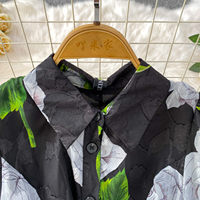 Vacances françaises robe à revers floral printemps automne robe trapèze à manches longues boutonnée pour femmes