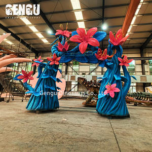 Modelo <span class=keywords><strong>de</strong></span> puerta <span class=keywords><strong>de</strong></span> parque <span class=keywords><strong>de</strong></span> atracciones <span class=keywords><strong>de</strong></span> Metal <span class=keywords><strong>de</strong></span> <span class=keywords><strong>entrada</strong></span> <span class=keywords><strong>de</strong></span> flores animatrónicas interiores personalizadas para centros comerciales y parques <span class=keywords><strong>de</strong></span> aventura - Product Image 2