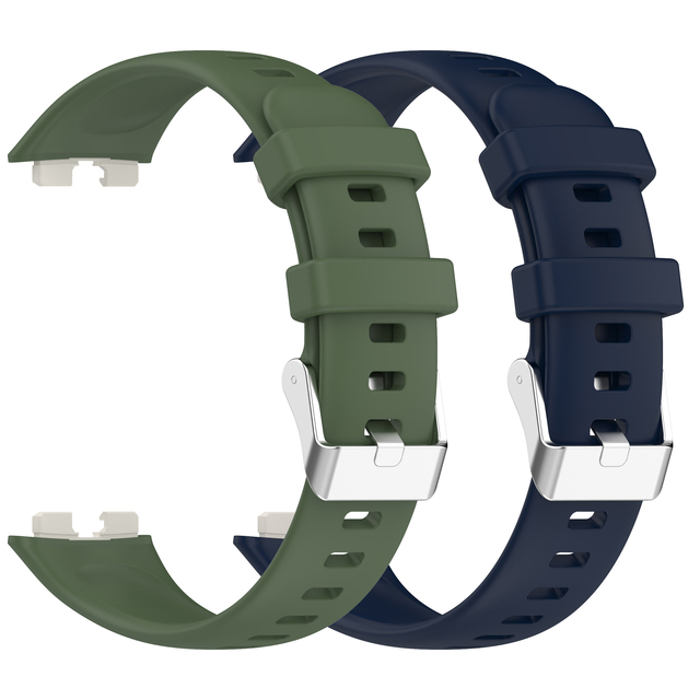 Silicone Strap with Metal Plug and Metal Buckle Rubber Band for huawei Band 10/9/8