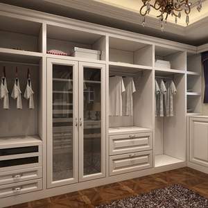 Cbmmart bền MDF thiết kế hiện đại Modular nhân đôi cửa trượt với ngăn kéo lưu trữ LED Strip tủ quần áo tùy chỉnh đi bộ trong tủ quần áo - Product Image 6