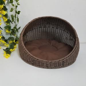 XH été refroidissement fait à la main meubles en rotin lit rond avec coussin doux pour chats petits chiens panier en osier maison pour animaux de compagnie et cages pour animaux de compagnie - Product Image 5