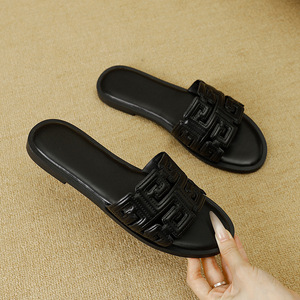 Women's Fashion Summer Casual Sandals, Versatile Flat Low <strong>Heel</strong> <strong>Round</strong> <strong>Toe</strong> Slippers for Outdoor Wear - Product Image 3