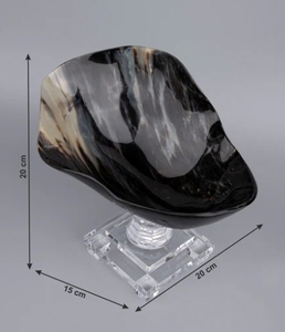 Cuenco de cuerno de búfalo natural en soporte acrílico, pieza decorativa, decoración del hogar, decoración de granja, perfecta para regalar - Product Image 6