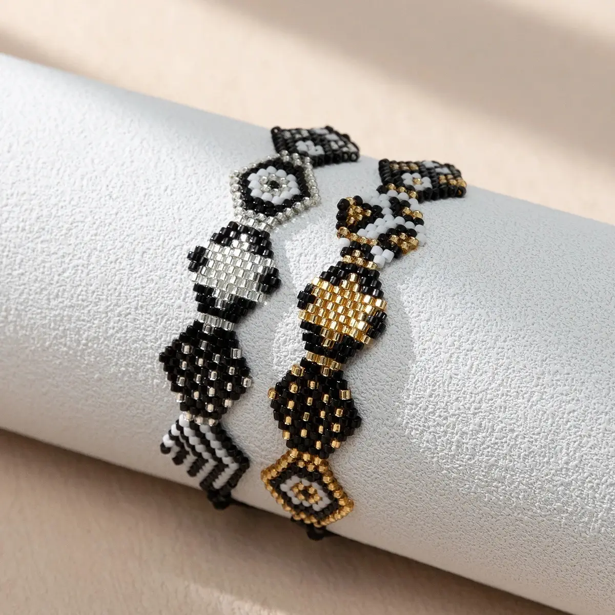 Ins Mode Handgeweven Armband Bohemian Geometrisch Patroon Kralen Weven Gepersonaliseerde Armband Voor Vrouwen