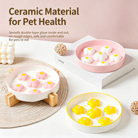 Ventes en gros de bols pour animaux de compagnie en céramique de porcelaine peints à la main, antidérapants, faciles à nettoyer, pour nourriture et eau pour chats et chiens
